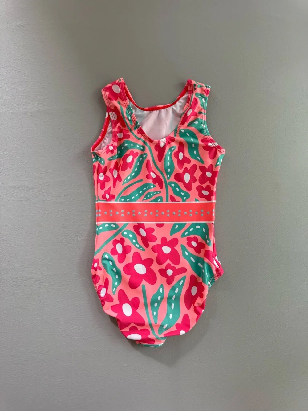 GK Elite Gymnastics Leotard Simone Biles Flower Power Sequin Bling Child Large